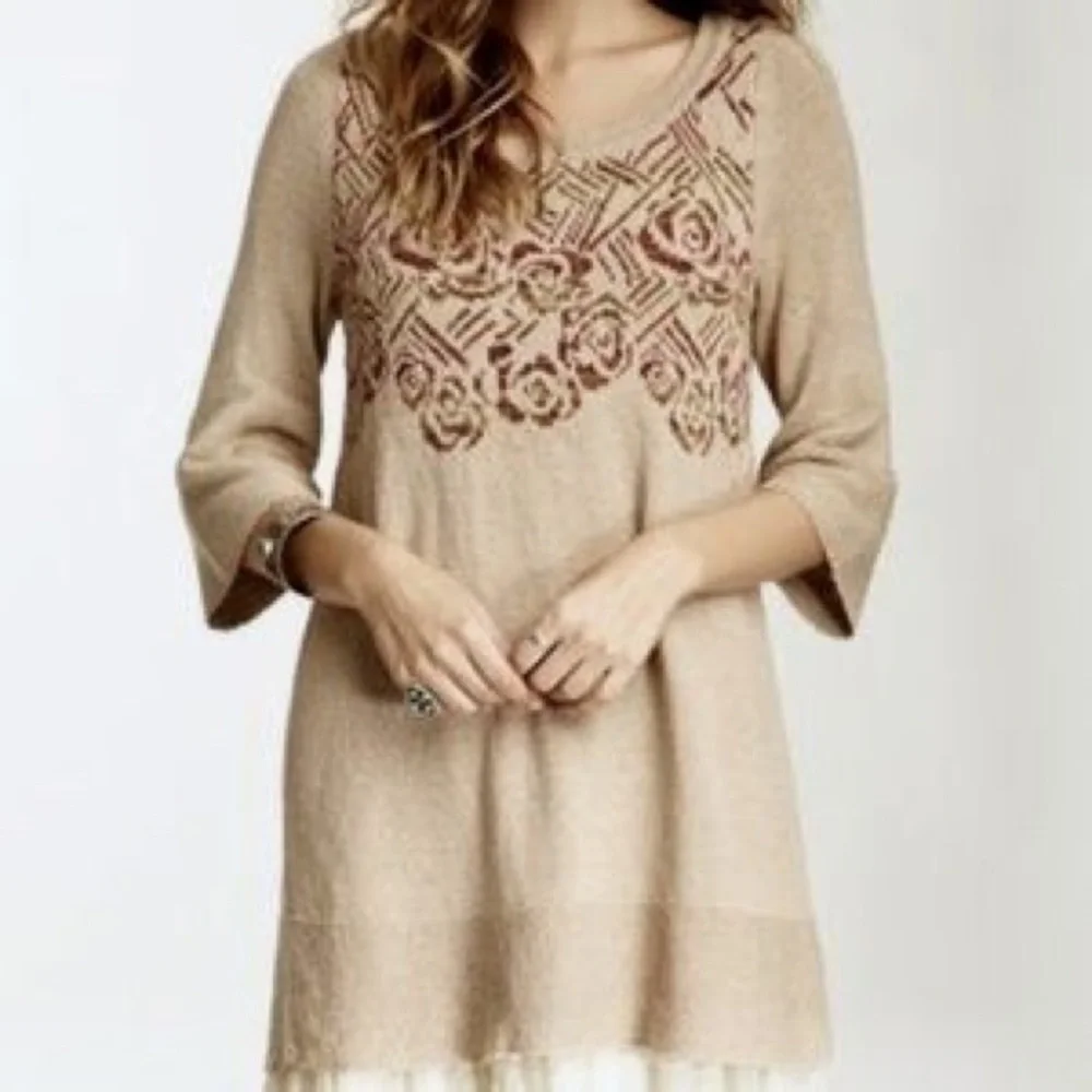 Free People Desert Rose Wool Sweater Tunic Sz XS